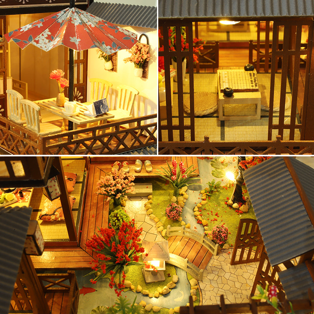 DIY New Japanese Style Villa Wooden Miniature Doll House Kit 1:24